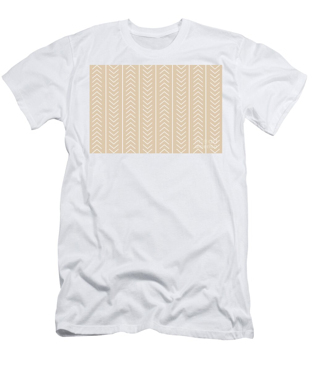 Khaki White Modern Stripe Chevron Pattern Pairs Valspar 2023 Coty Holmes Cream 3004 10b Petite Patterns T-Shirt