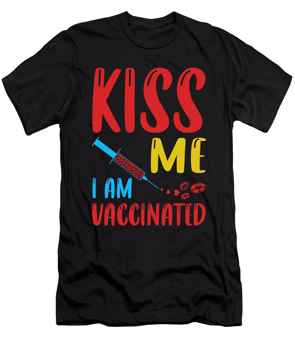Kiss Me I Am Vaccinated Syringe with Hearts Licensed Art T-Shirt