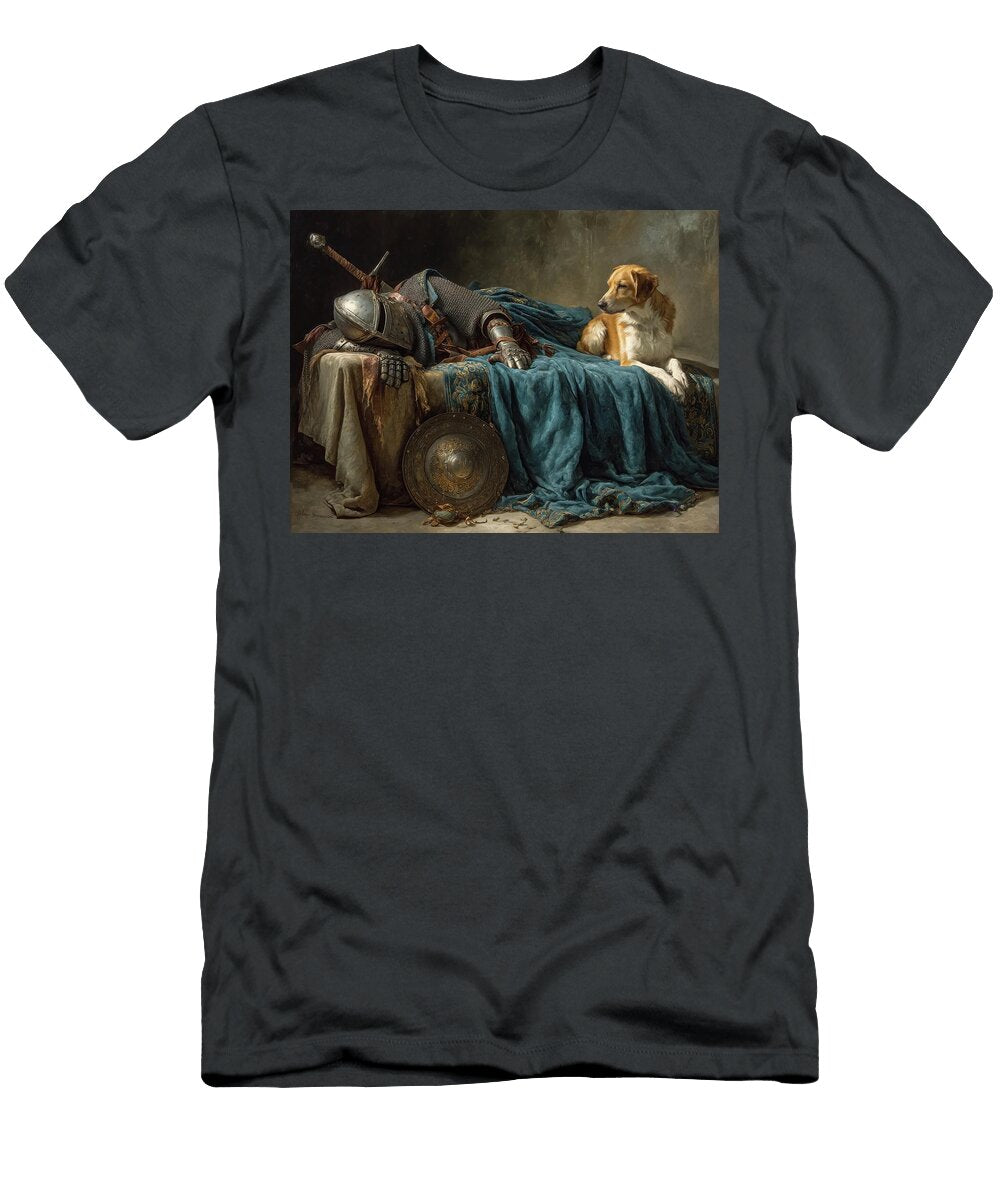 Knight Resting with Loyal Dog Mindscape Arts T-Shirt