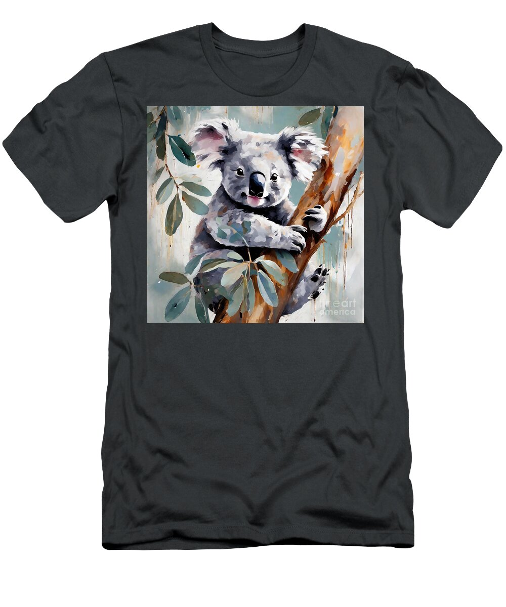 Koala Clutching a Eucalyptus Branch in a Tree Grover Mcclure T-Shirt