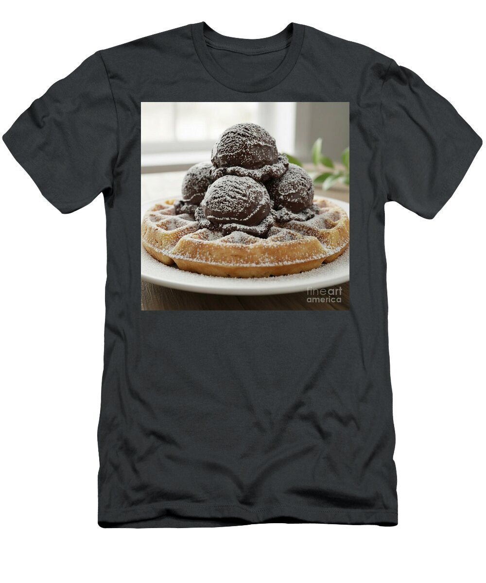 Kp1105 Chocolate Ice Cream on Belgian Waffle Walter Paul Bebirian T-Shirt