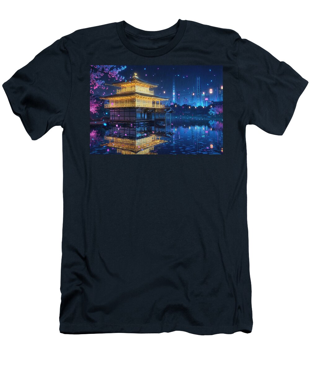 Kyoto Neon Pavilion At Night Titan Lore Co T-Shirt