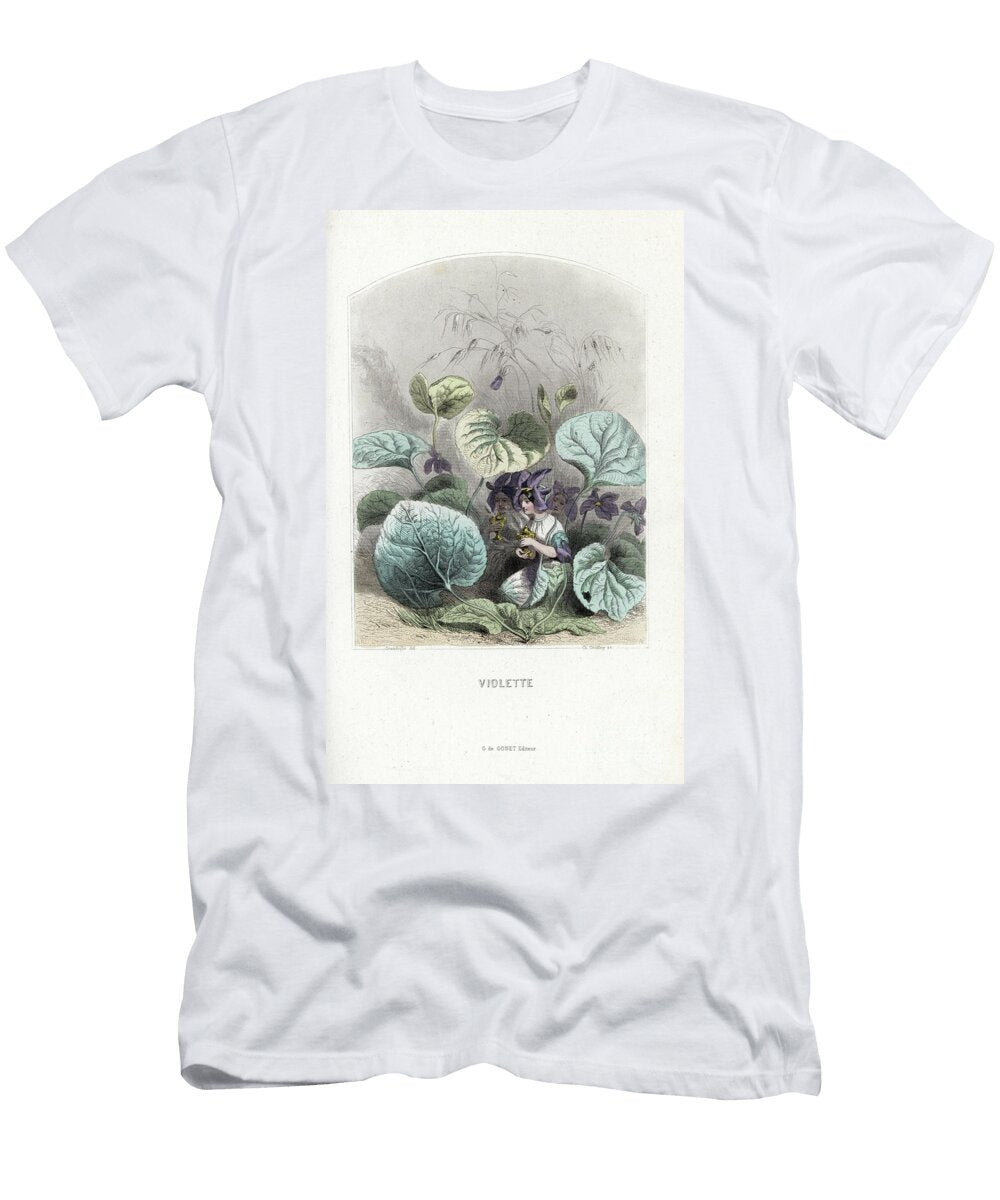 LA Fee Violet Kneels Under the Leaves Squeezing Gold Dishes European School T-Shirt