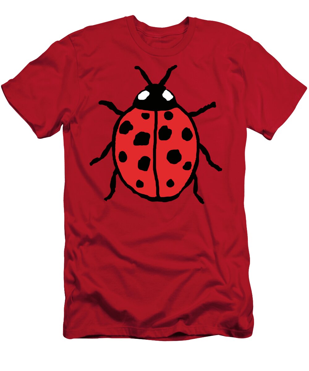 Ladybug Minimalist Red and Black Beetle Illustration Donald Willis T-Shirt