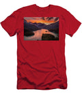 Lake Diablo At Sunset Aerial Photography of Lake Viewing Mountain Under Orange Skies Julien T-Shirt