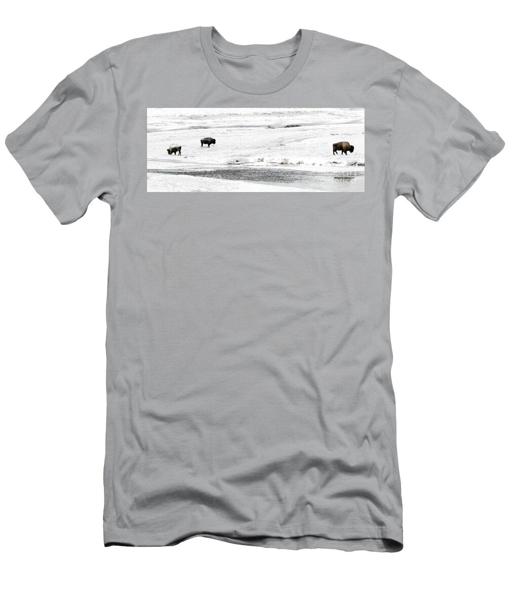 Lamar Valley Winter Bison Julie Argyle T-Shirt