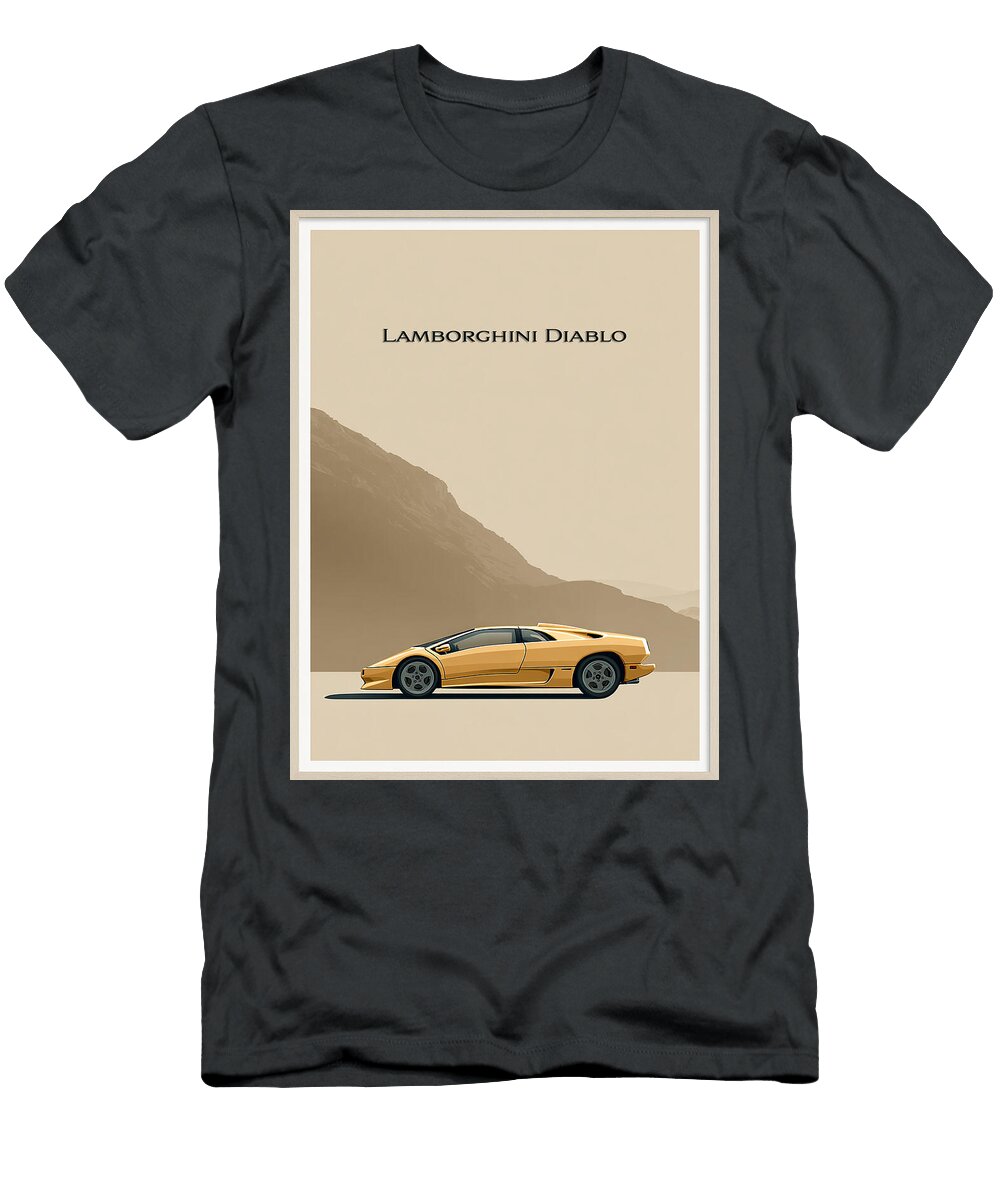 Lamborghini Diablo Desert Scene Kevin Walker and Pixel Reverie T-Shirt