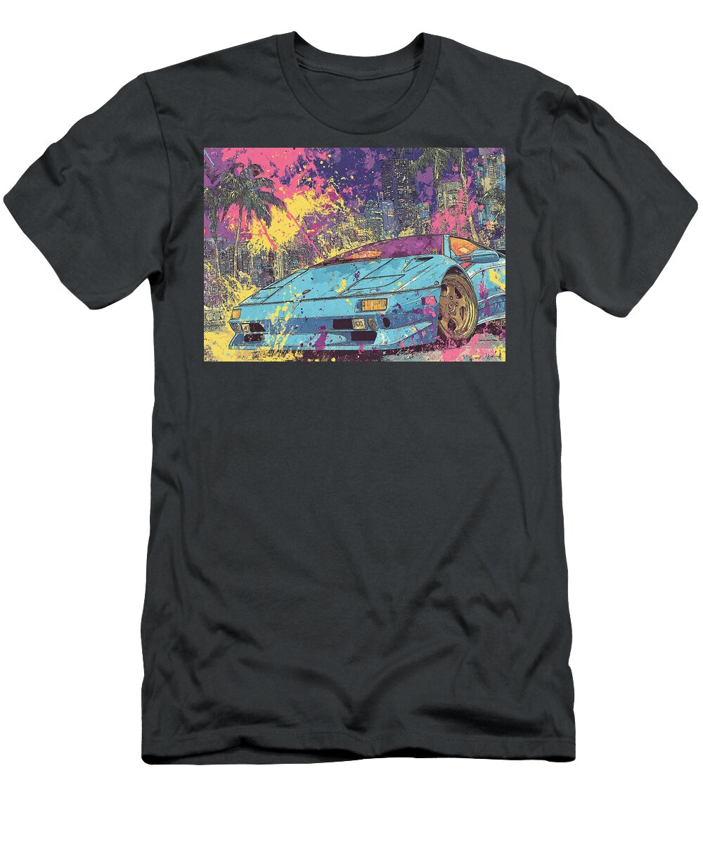 Lamborghini Diablo Vt Italy Supercar City Car Art Jennifer Moore T-Shirt
