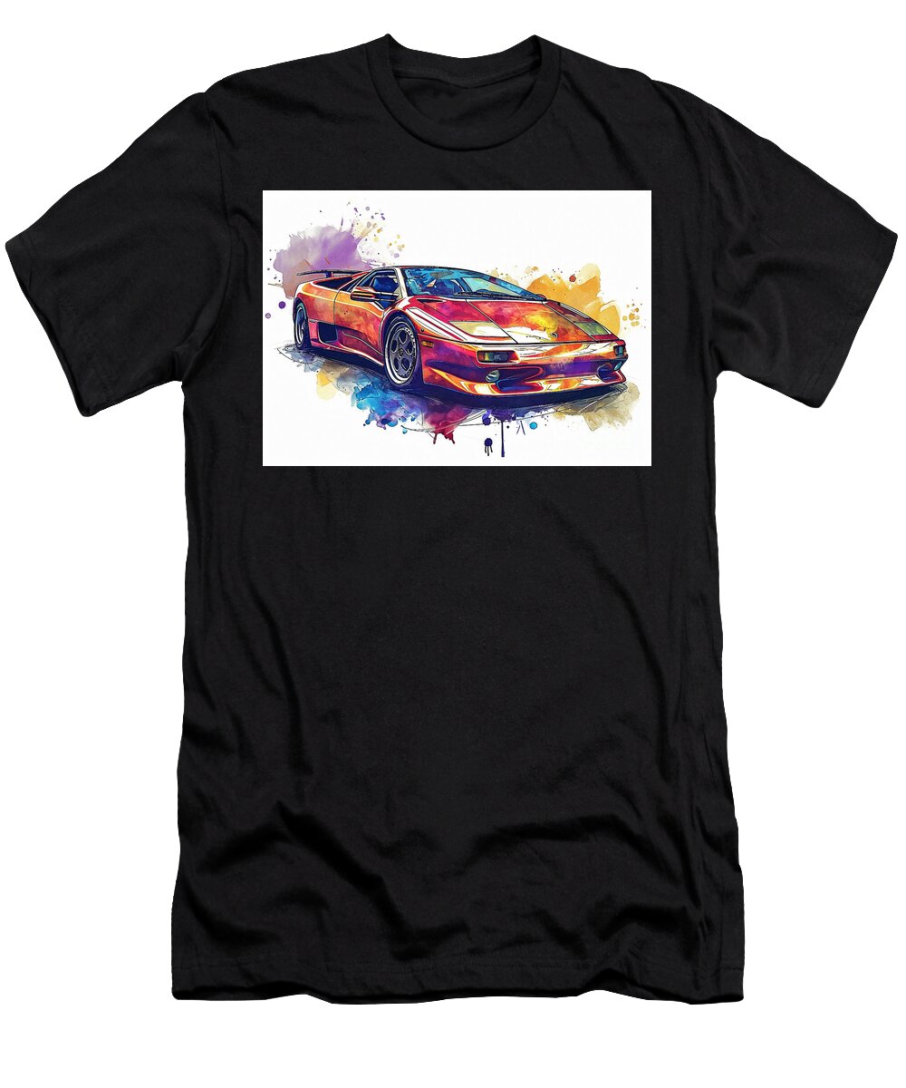 Lamborghini Diablo Watercolor Abstract Vehicle Clark Leffler T-Shirt