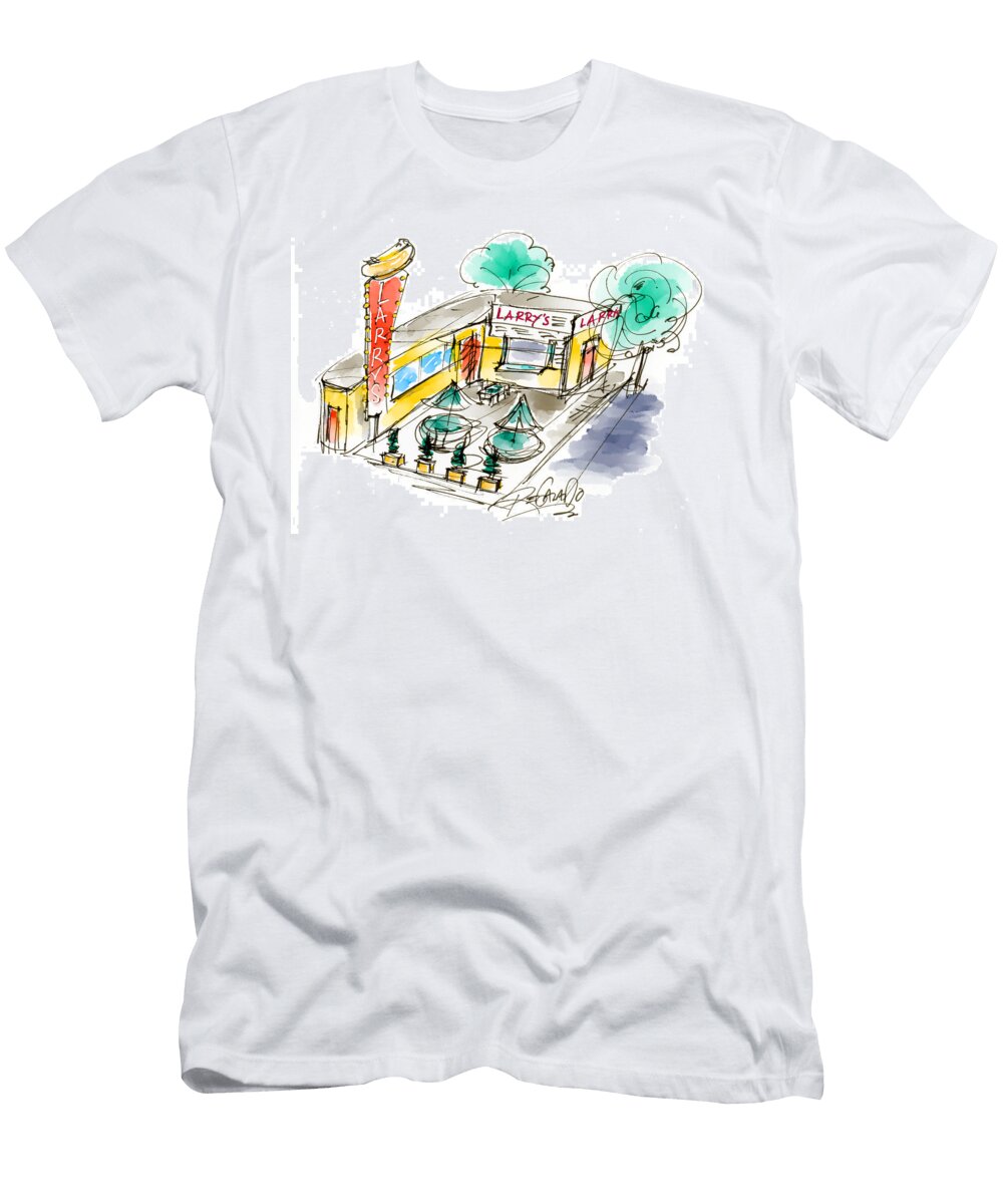 Larrys Chili Dog Aerial View Ron Regalado T-Shirt