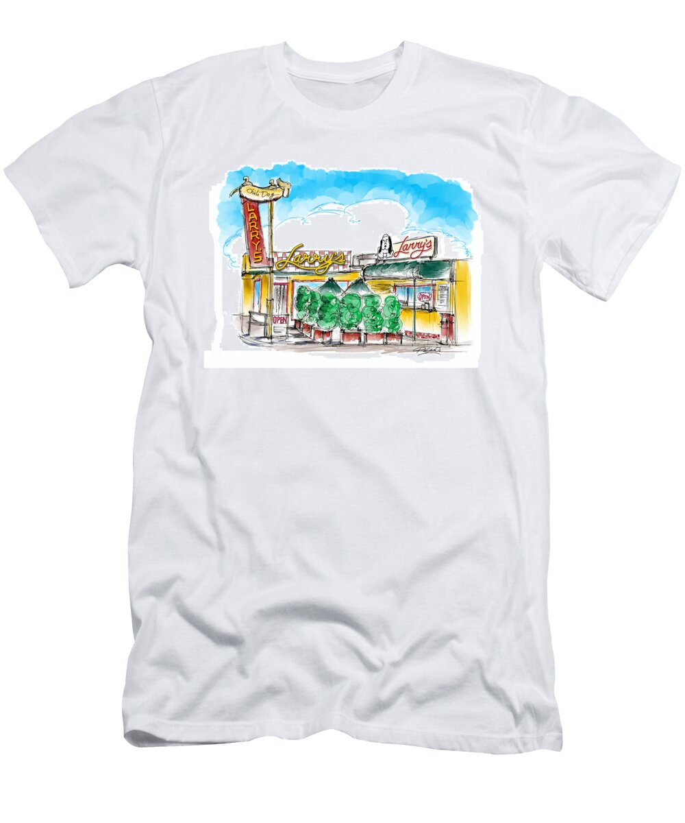 Larrys Chili Dog Street View Ron Regalado T-Shirt