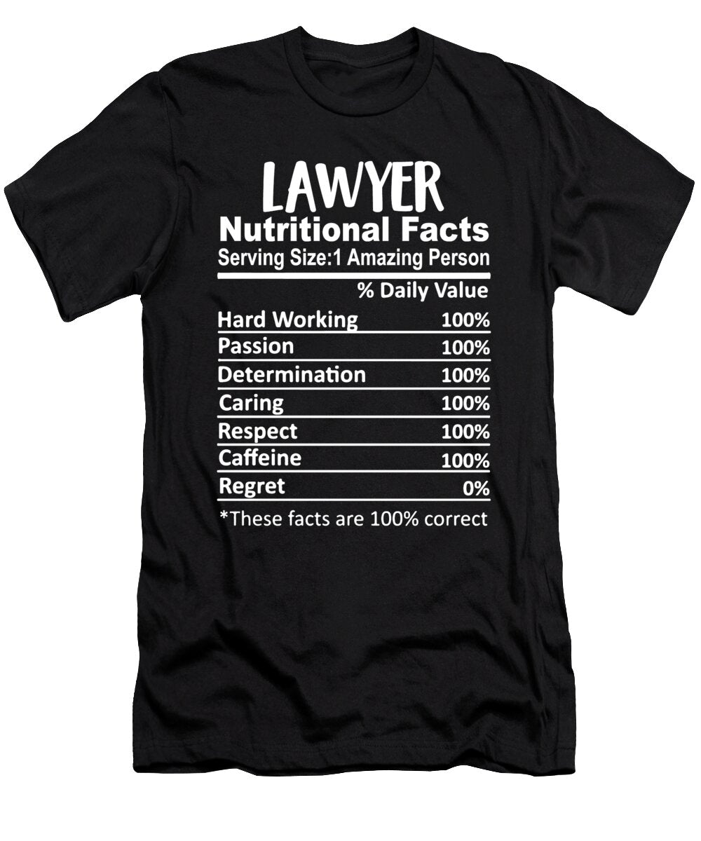Lawyer Nutrition Facts Funny Jensen Cena T-Shirt