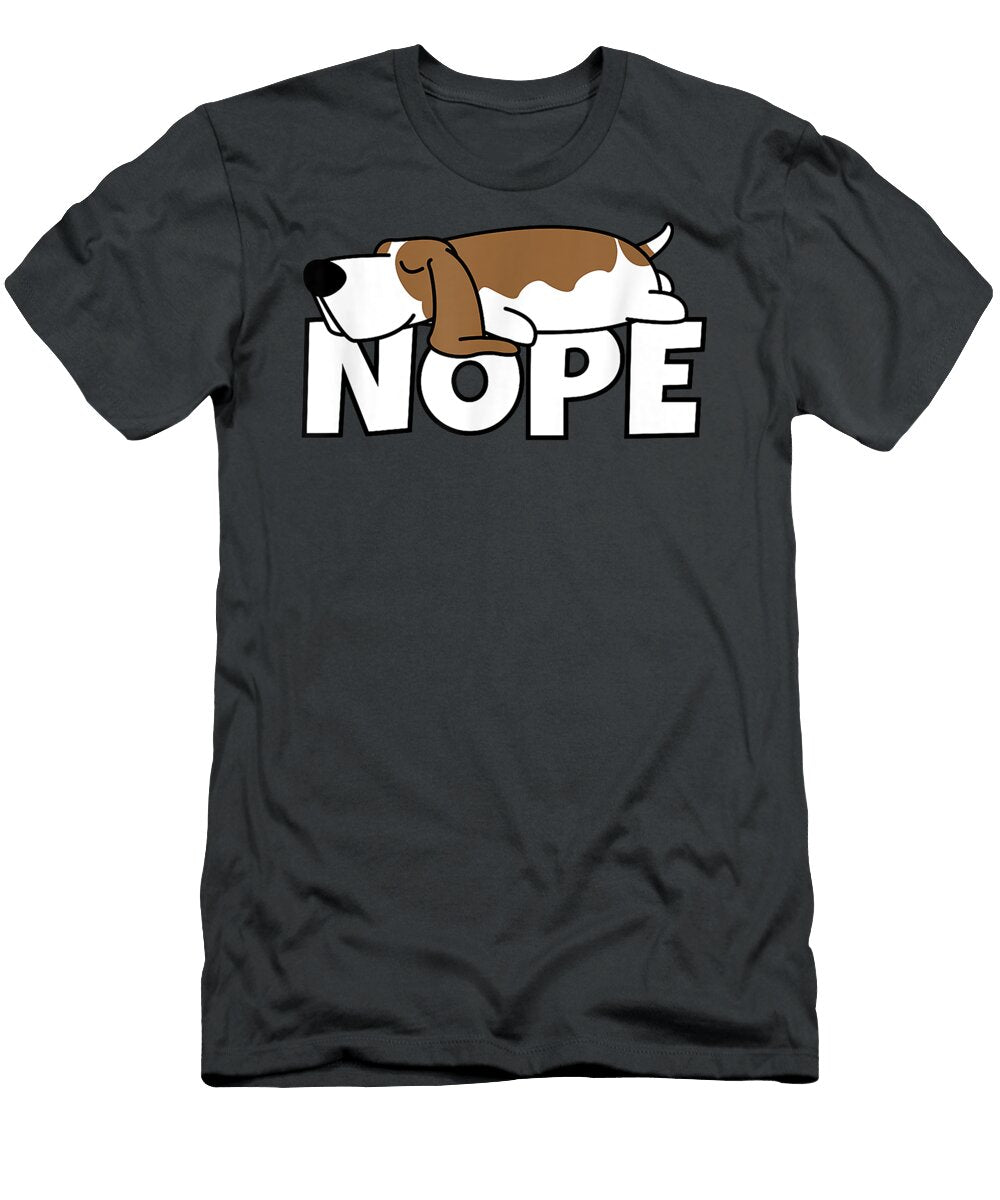 Lazy Basset Hound Cute Dog Comic Nope Mclean Aroosh T-Shirt