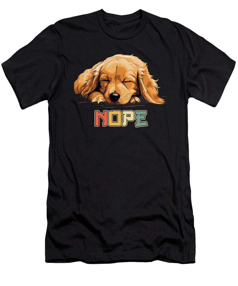 Lazy Golden Retriever Dog Nope Natalie Lidford T-Shirt