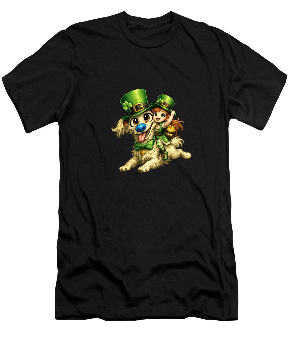 Leprechaun Girl on a Happy Dog Cathy Harper T-Shirt