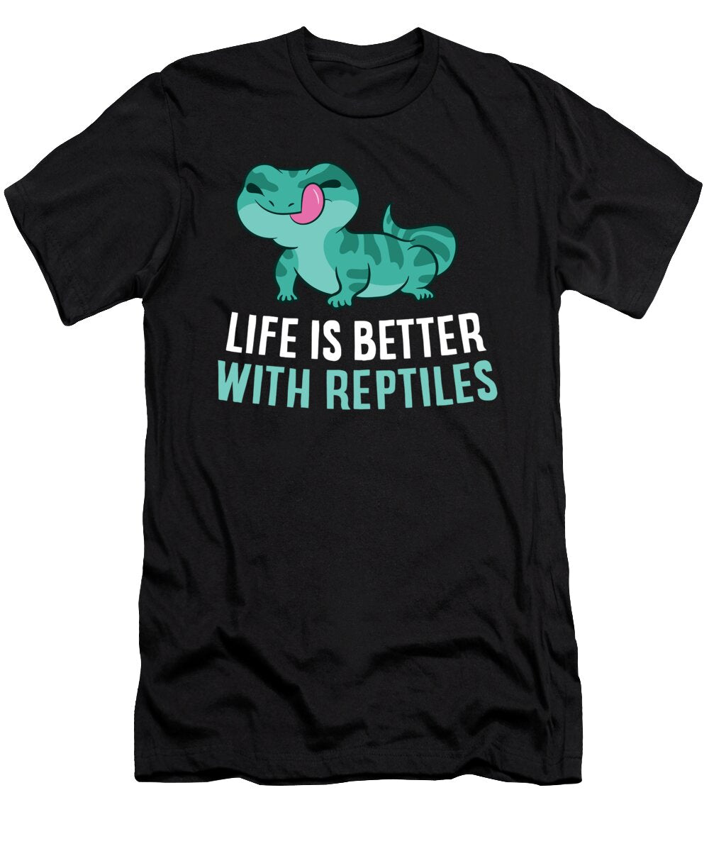 Life Is Better with Reptiles Bearded Dragon Lizards Reptiles Eq Designs T-Shirt