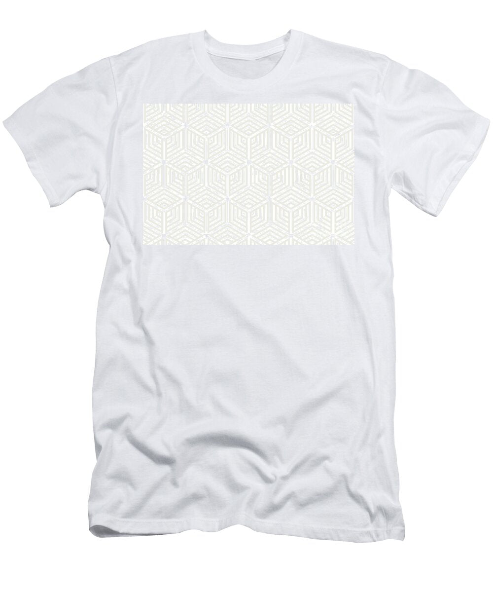 Light Beige and White Cube Geometric Pattern Petite Pattern Minimal Graphic Designs T-Shirt