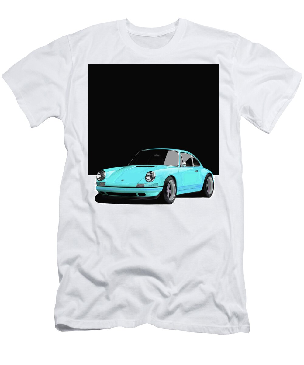 Light Blue Porsche 911 Classic Restomod Poster Thespeedart T-Shirt