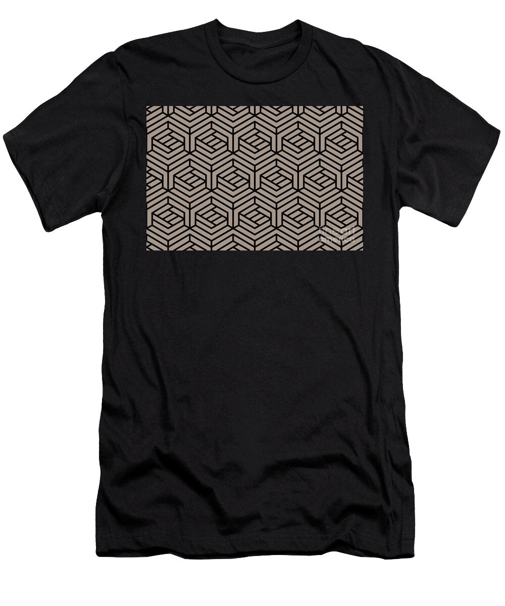 Light Brown and Black Cube Geometric Shape Pattern Petite Pattern Minimal Graphic Designs T-Shirt