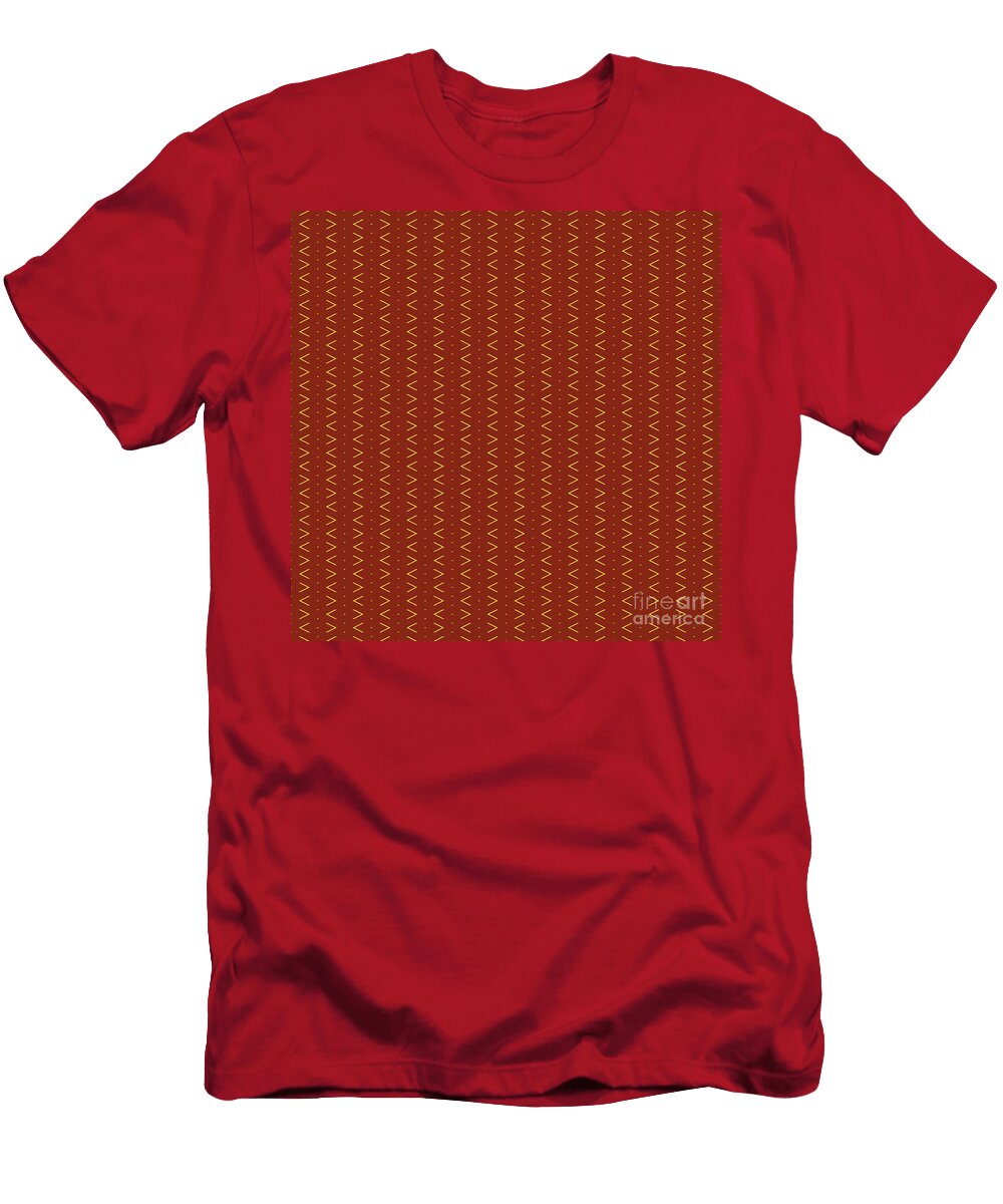 Light Chevron Diamond Dot Stripe Pattern in Golden Yellow and Chestnut Brown N3107 Holy Rock Design T-Shirt