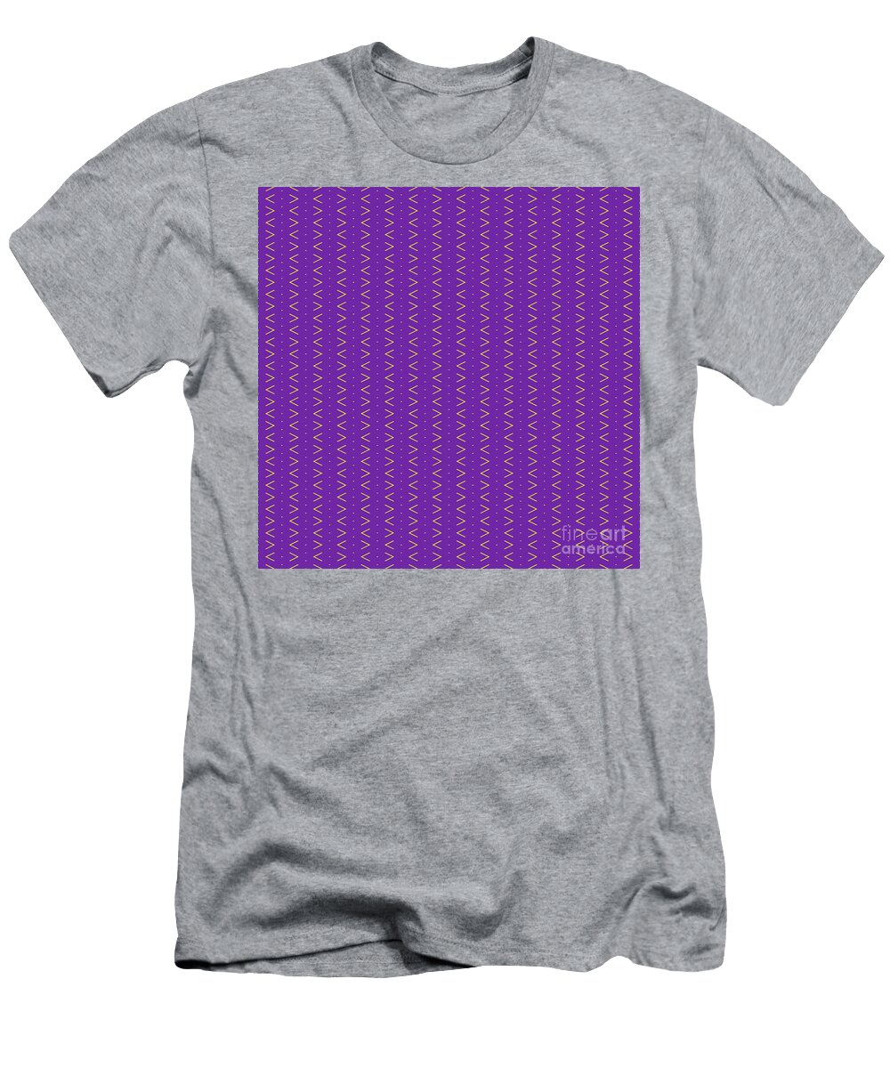 Light Chevron Diamond Dot Stripe Pattern in Sunny Yellow and Iris Purple N2883 Holy Rock Design T-Shirt