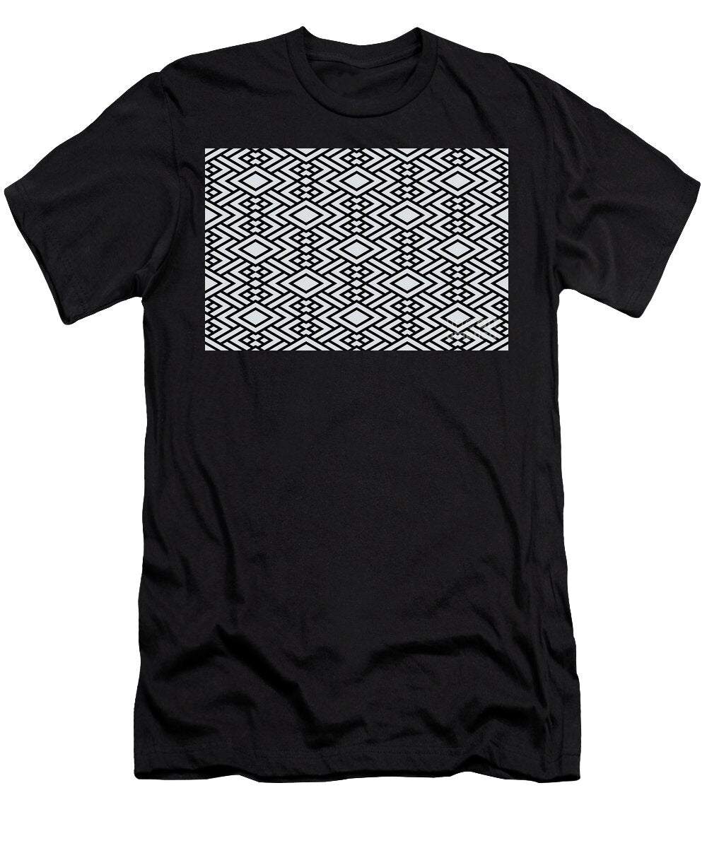 Light Gray and Black Art Deco Diamond Pattern Petite Pattern Minimal Graphic Designs T-Shirt