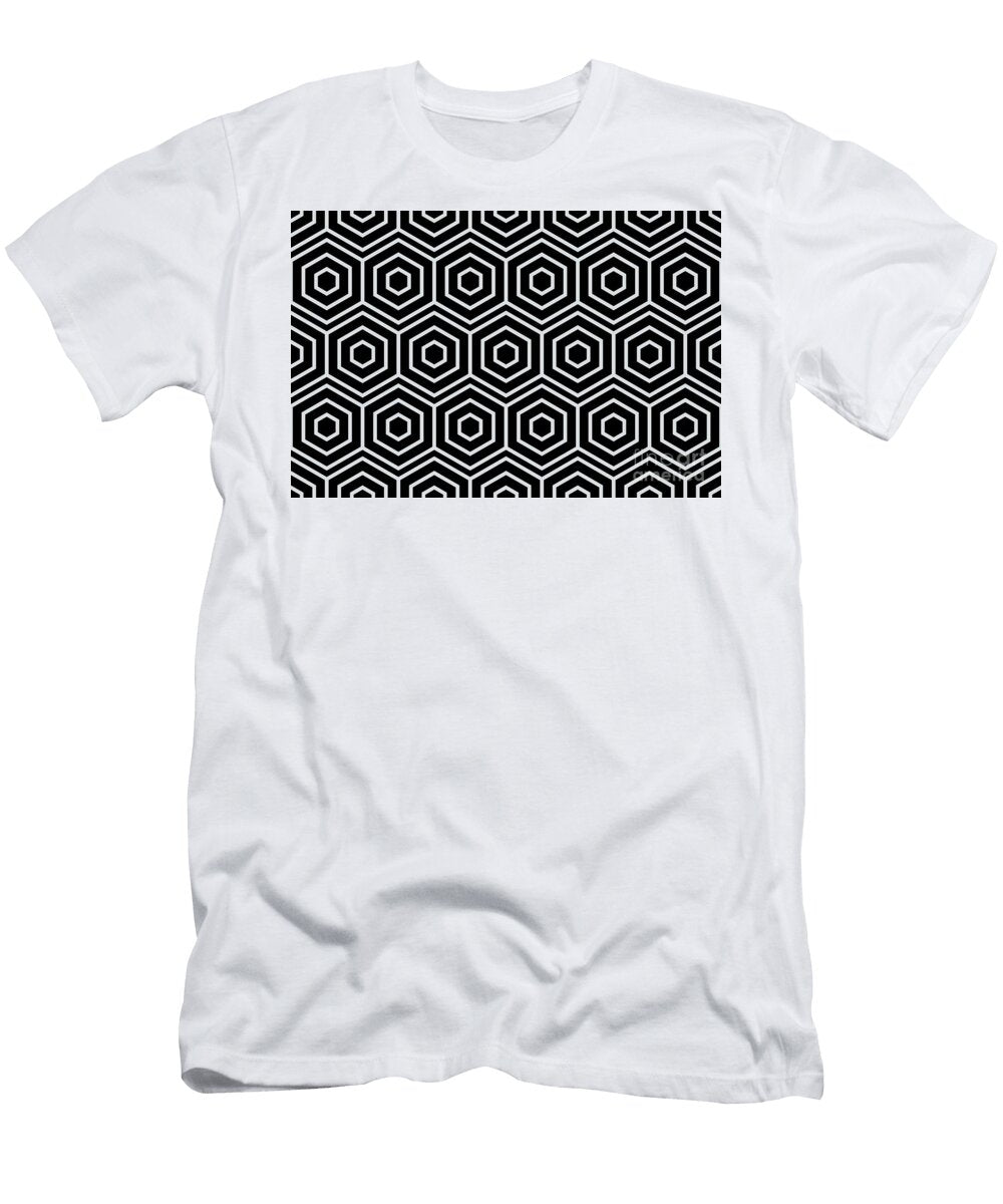Light Gray and Black Line Hexagon Shape Pattern Petite Pattern Minimal Graphic Designs T-Shirt