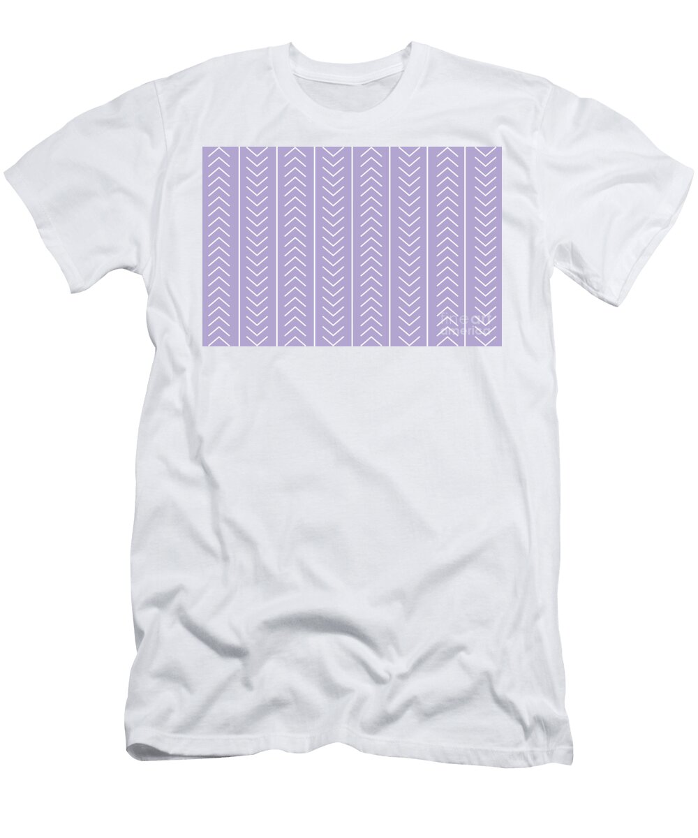 Light Purple and White Modern Stripe Chevron Pattern Digital Lavender 134 67 16 2024 Trending Shade Petite Patterns T-Shirt
