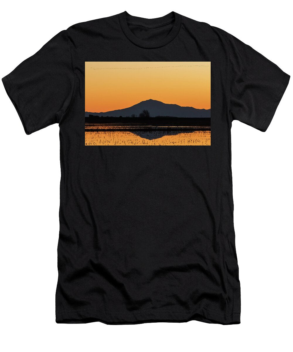 Line of Birds Above Mt Diablo Marc Crumpler T-Shirt