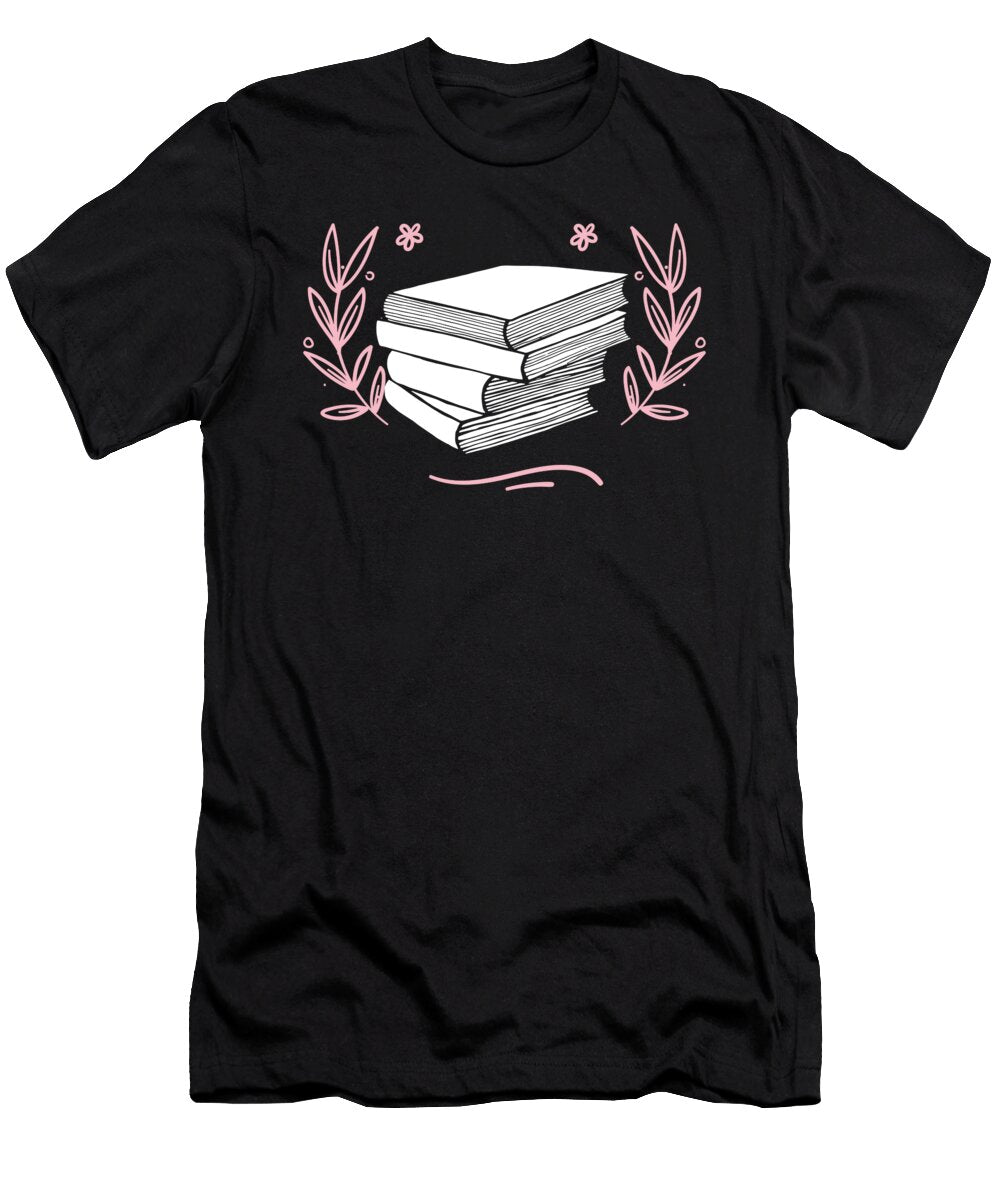 Literature Book Lover Bookish Bookworm Floral Pile of Books Thomas Larch T-Shirt