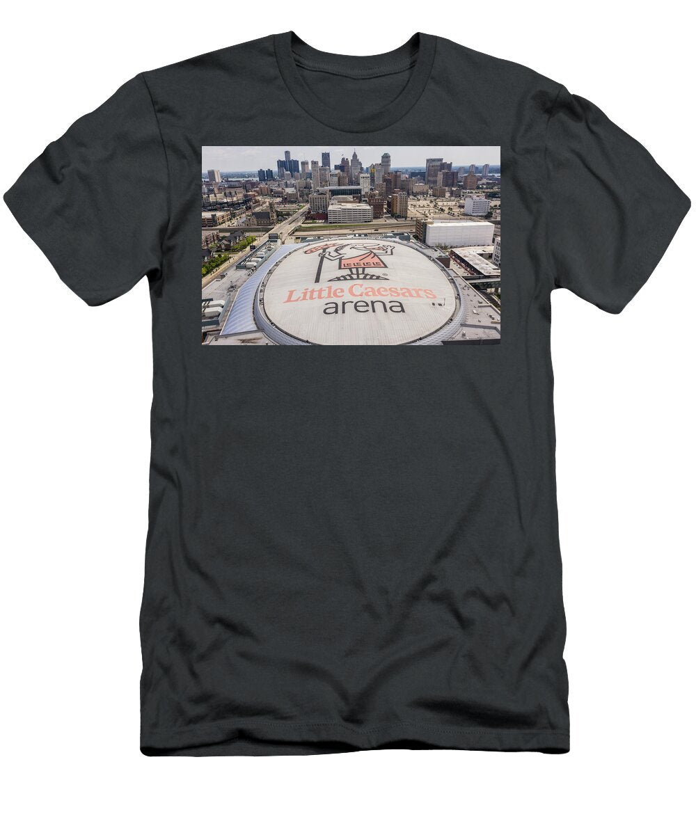 Little Caesars Arena and Detroit Skyline John Mcgraw T-Shirt