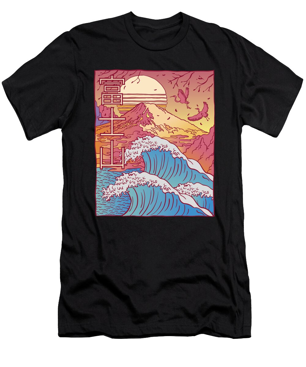 Lofi Vaporwave Kanagawa Wave Fuji Aesthetic Japan Fuzius T-Shirt