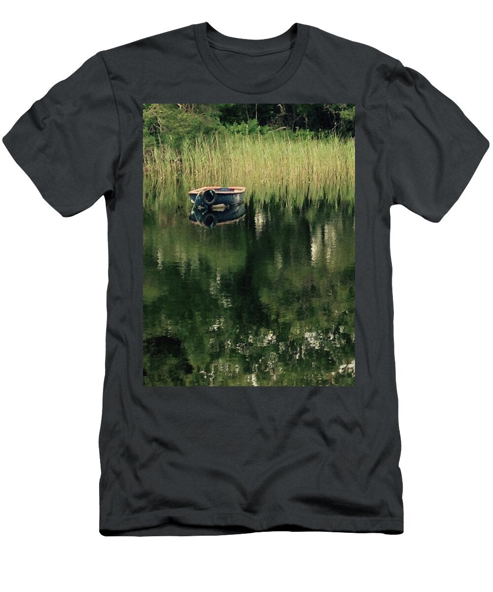 Lonely Boat in Reed Lined Pond LA Veta Kirby T-Shirt