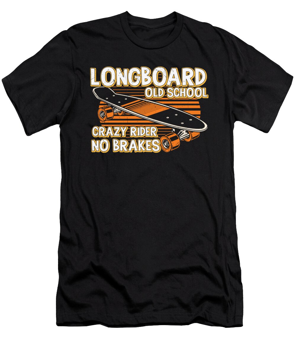 Longboard Old School Crazy Rider No Brakes 80s Licensed Art T-Shirt