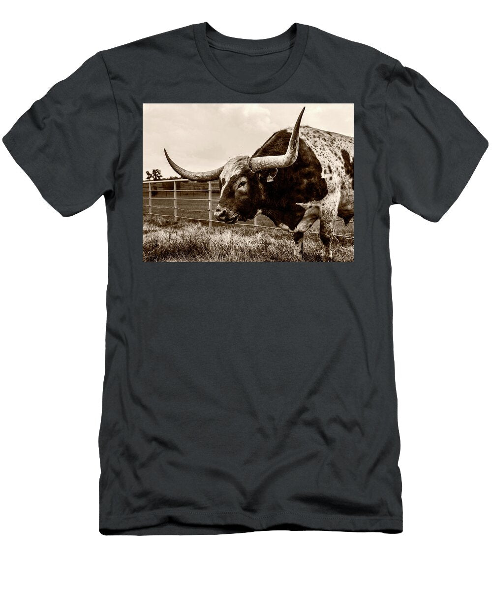 Longhorn At the Fence Chance Kirby T-Shirt