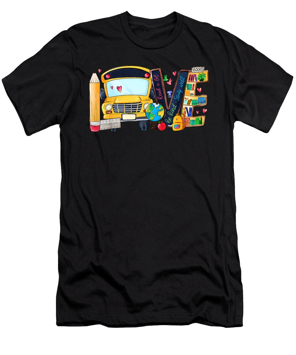 Love Yellow School Bus Back to School Classroom Studying Dhbubble T-Shirt