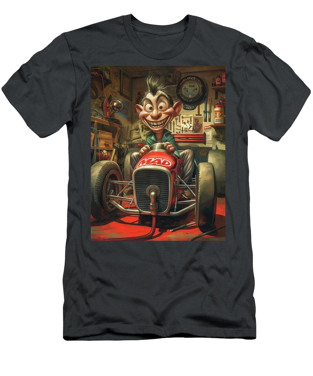 Mad Racecar Mechanic Comic Book Cover 59 Mad Paperairplanes T-Shirt