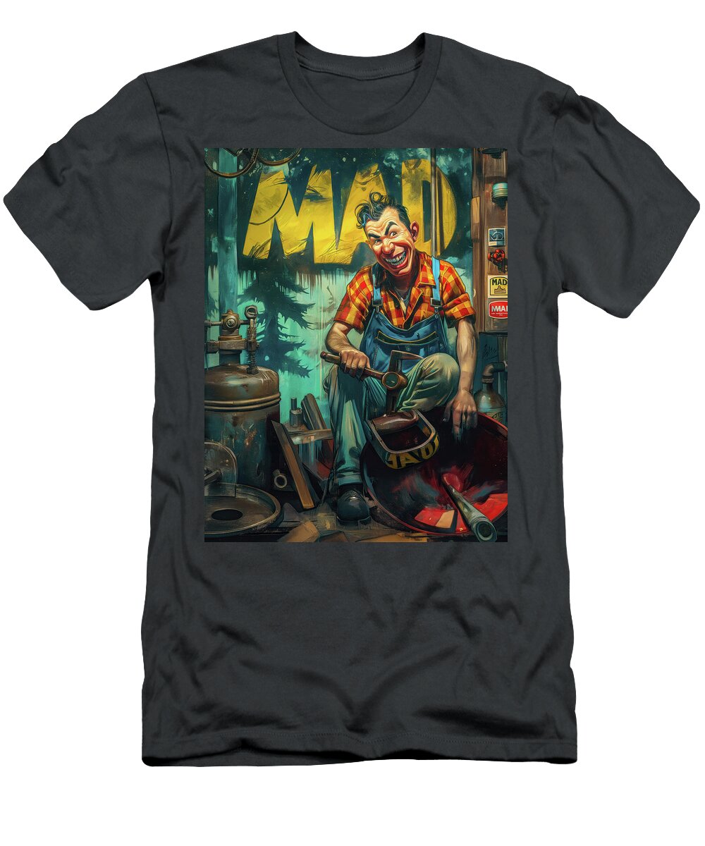 Mad Shade Tree Mechanic Comic Book Cover 68 Mad Paperairplanes T-Shirt
