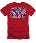 Magenta Gray Black and White Herringbone Pattern Petite Pattern Minimal Graphic Designs T-Shirt