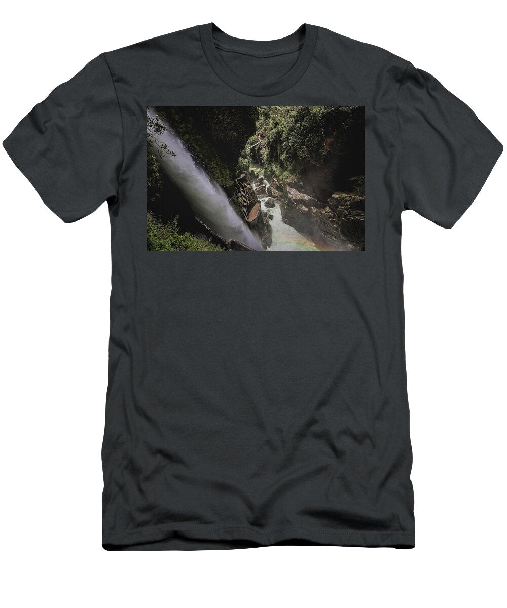 Majestic Waterfall and Rocky Landscape Melissa Leavins T-Shirt