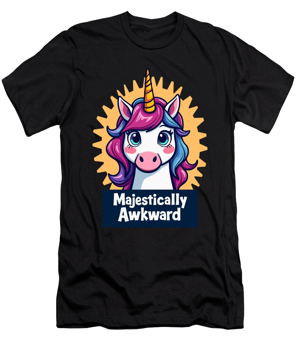 Majestically Awkward Unicorn Close Up Design Mark Jorgensen T-Shirt