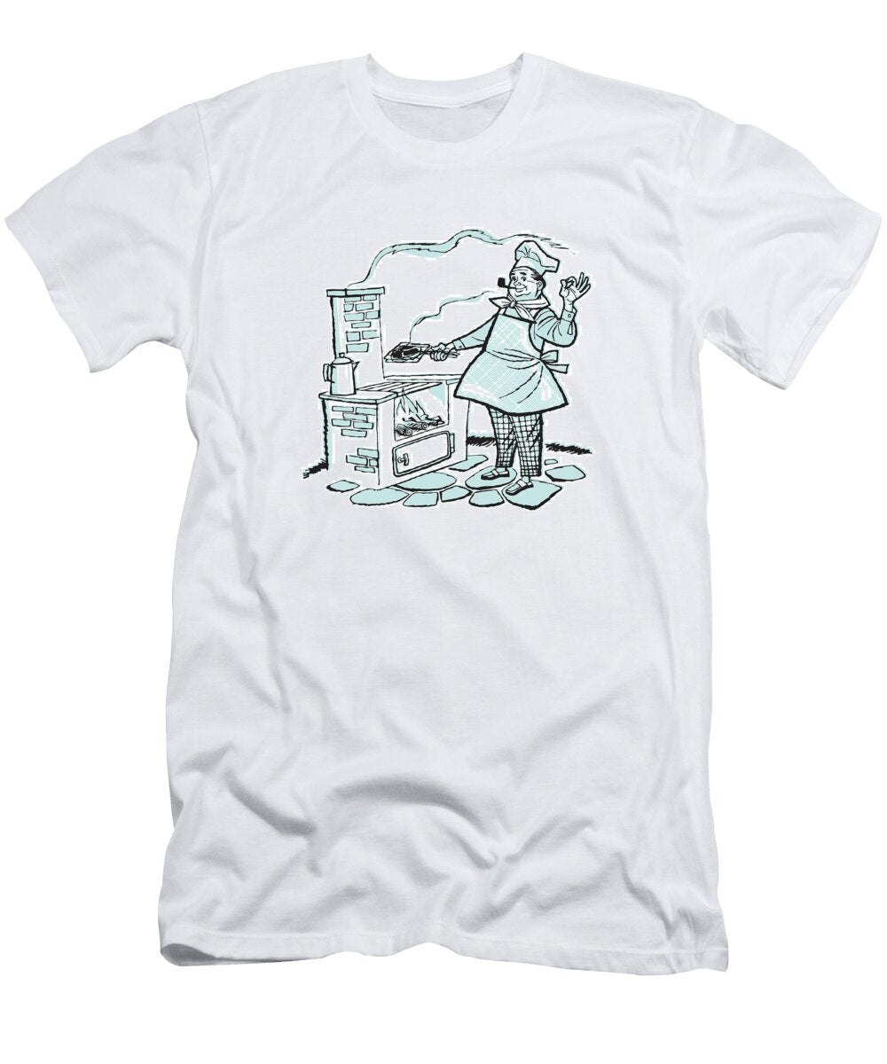 Man Barbequing At Outdoor Grill Csa Images T-Shirt
