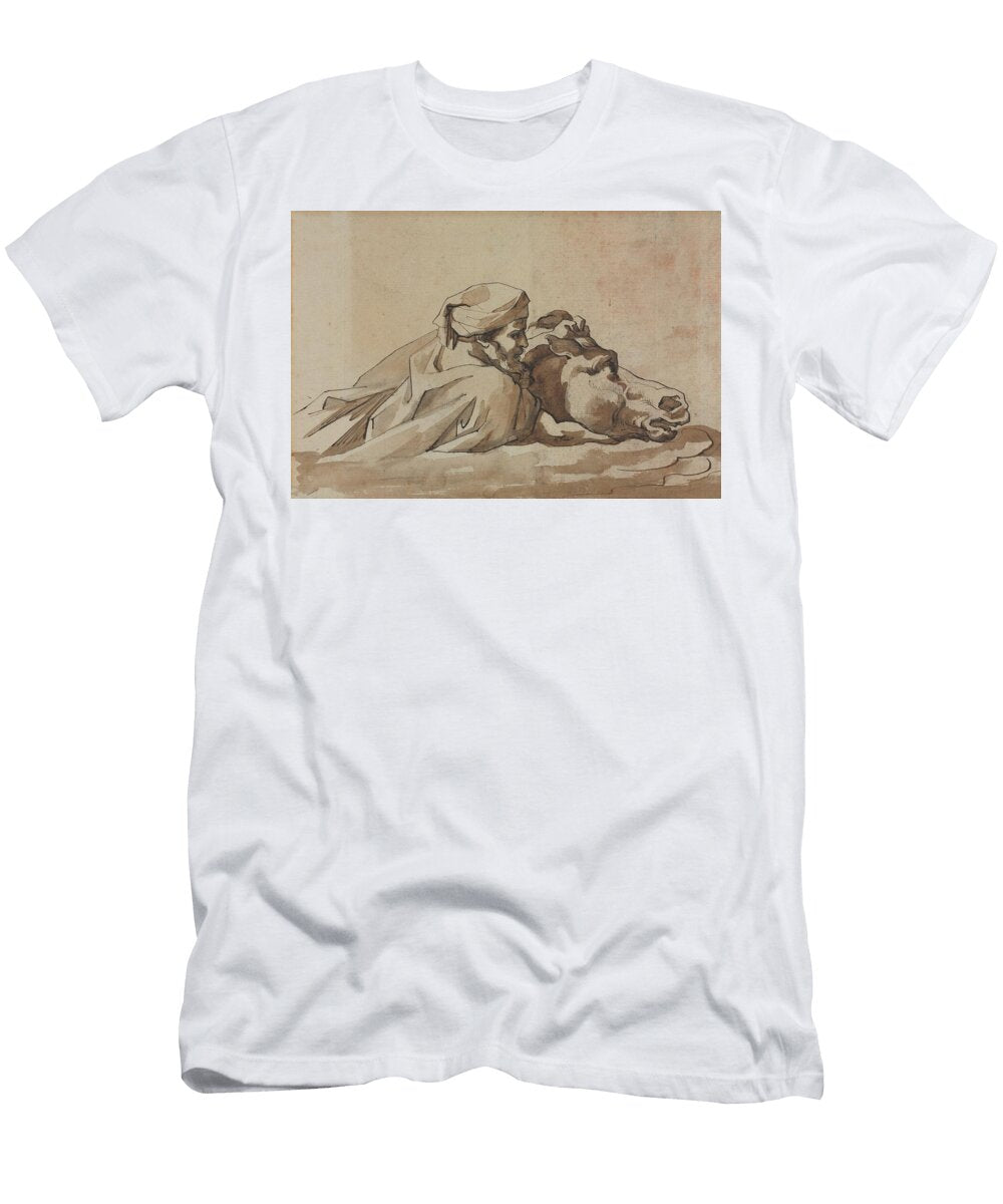 Man Clutching a Horse in Water After Poussins Deluge Recto C Theodore Gericault T-Shirt