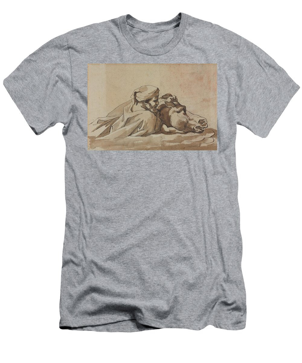 Man Clutching a Horse in Water After Poussins Deluge Theodore Gericault T-Shirt