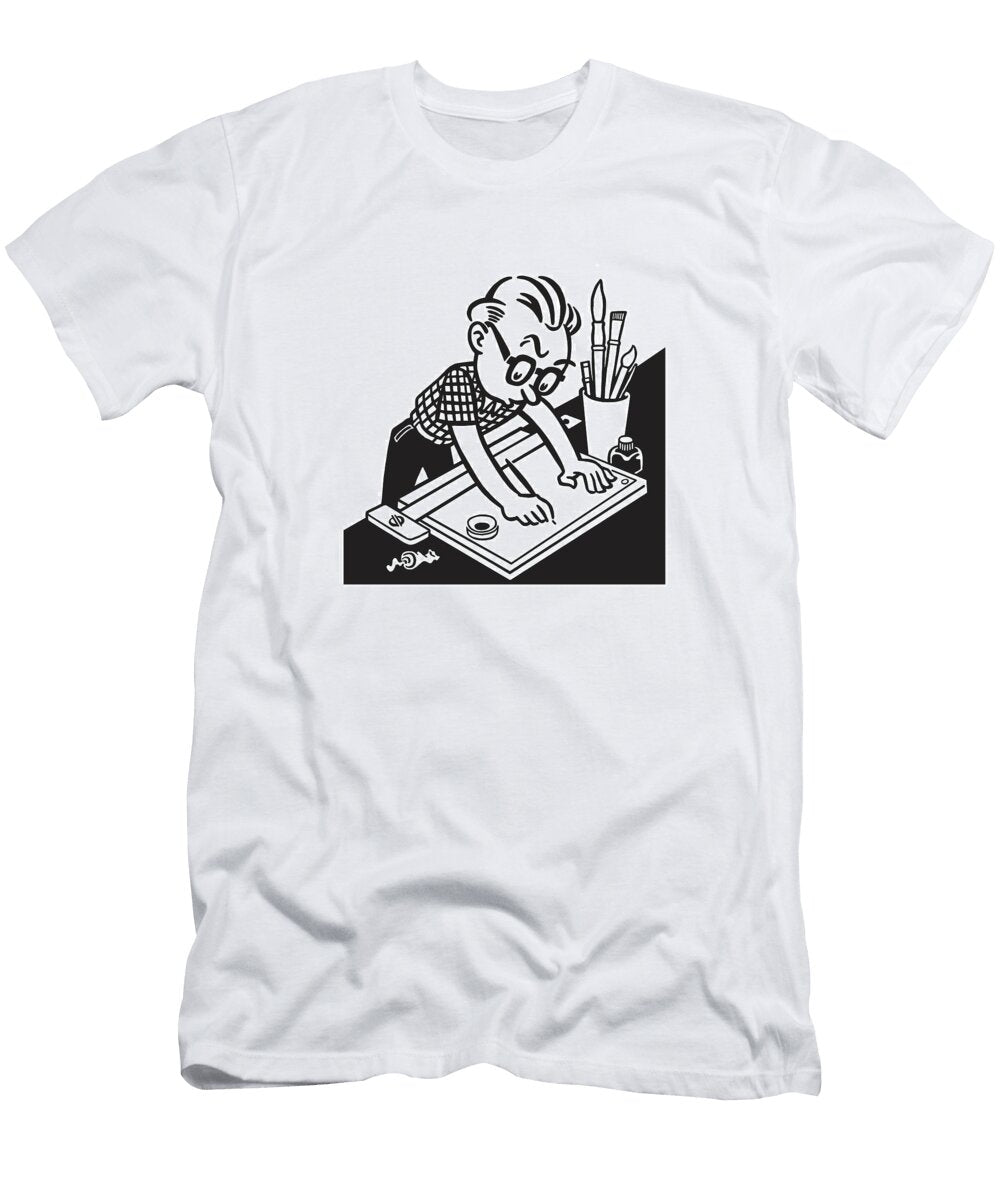 Man Drawing on Table Csa Images T-Shirt