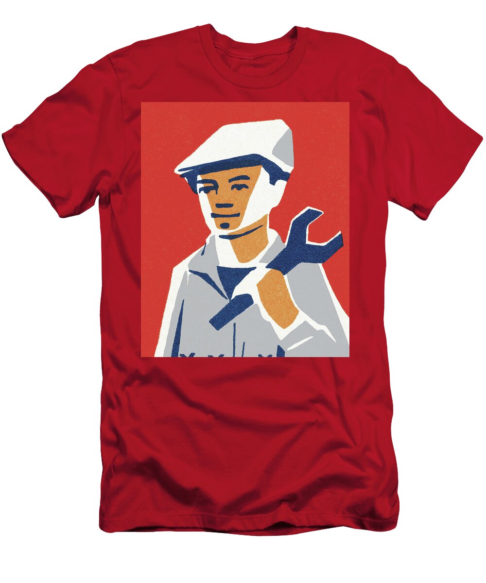 Man Holding a Wrench Csa Images T-Shirt