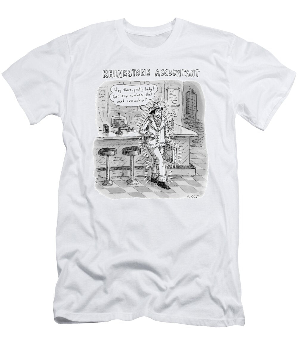 Man in a Rhinestone Suit Leans Against a Bar Roz Chast T-Shirt