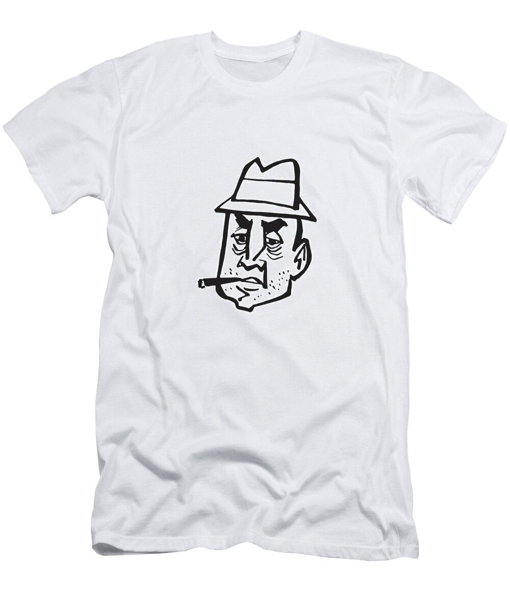 Man in Hat Smoking Cigar Csa Images T-Shirt