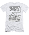 Man in House with No Roof on Phone to Estate Agent Look Royston Robertson T-Shirt