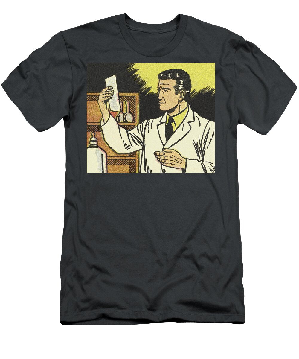 Man in Lab Coat Reading Csa Images T-Shirt